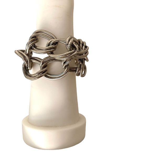 bracelet toggle thick chain silver WHITE HOUSE BLACK MARKET statement pristine - Picture 3 of 11